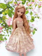 Load image into Gallery viewer, Romantic Cream & Blush Plaid Doll Dress