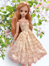 Load image into Gallery viewer, Romantic Cream & Blush Plaid Doll Dress