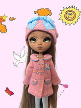 Load image into Gallery viewer, Pastel Tweed Doll Coat and Hat Set