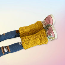 Load image into Gallery viewer, Mustard yellow scarf and leg warmers