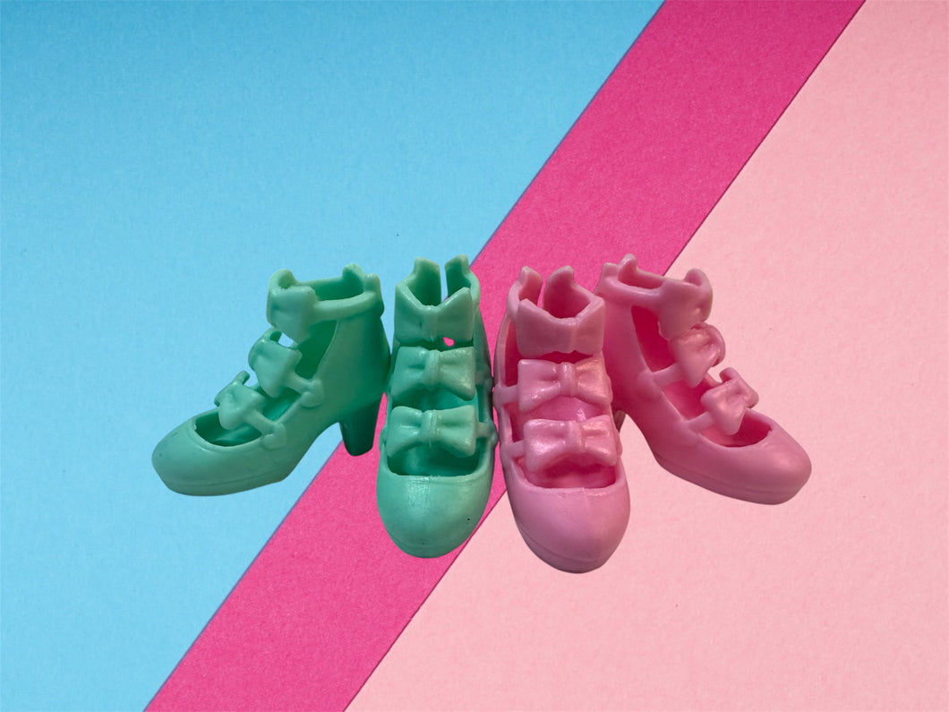 Pink amd green shoes