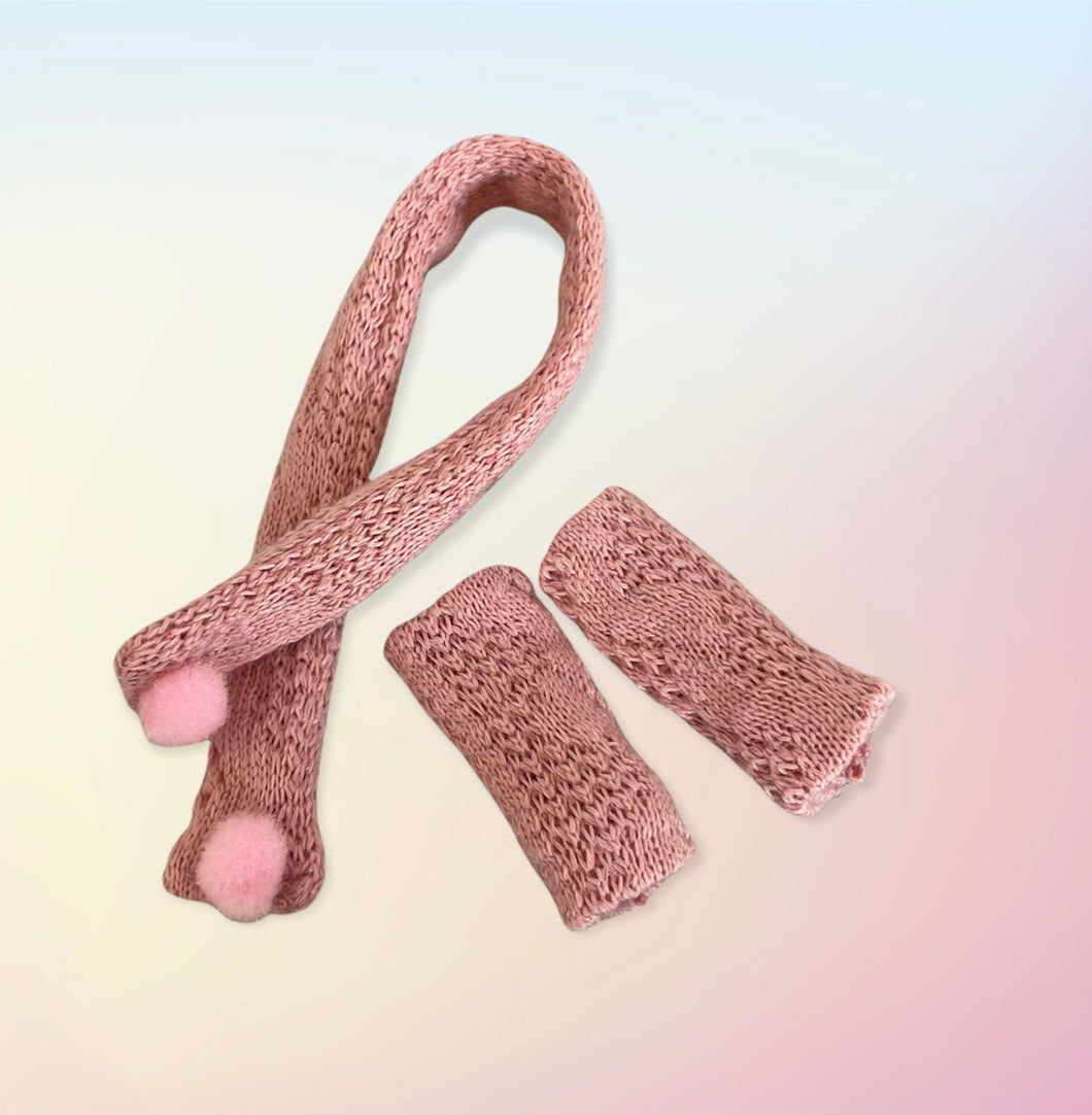 Pink scarf and leg warmers