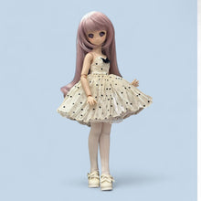 Load image into Gallery viewer, Charming Cream &amp; Black Heart-Print Doll Dress
