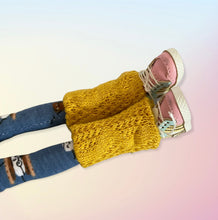 Load image into Gallery viewer, Mustard yellow scarf and leg warmers
